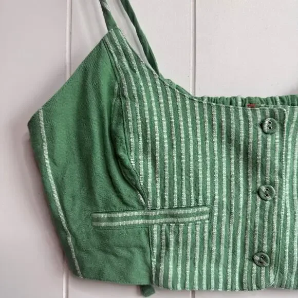 Free People set co-ord matching set pants and crop top cotton striped Medium